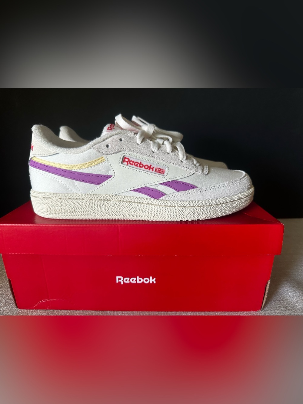 Reebok Women's Club C Revenge Sneaker - Purple and Yellow Accents - NWT